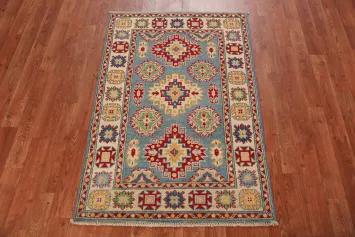 Light Blue Kazak Handmade Wool Accent Rug 3x4