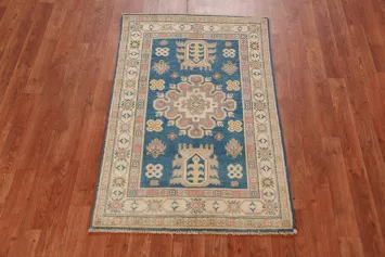 Blue Kazak Handmade Wool Accent Rug 3x4