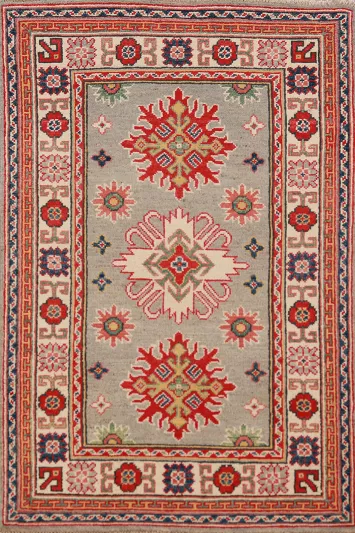 Geometric Kazak Handmade Wool Accent Rug 3x4
