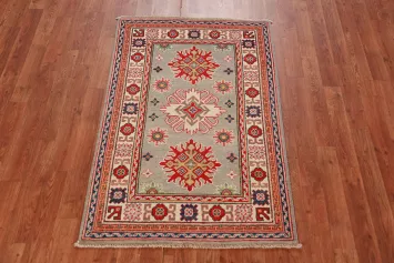 Geometric Kazak Handmade Wool Accent Rug 3x4