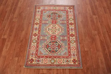 Traditional Kazak Handmade Wool Accent Rug 3x4