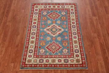 Blue Kazak Handmade Wool Accent Rug 3x4