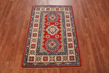 Red Kazak Handmade Wool Accent Rug 3x4