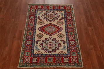 Geometric Kazak Handmade Wool Accent Rug 3x4