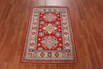 Red Kazak Handmade Wool Accent Rug 3x4