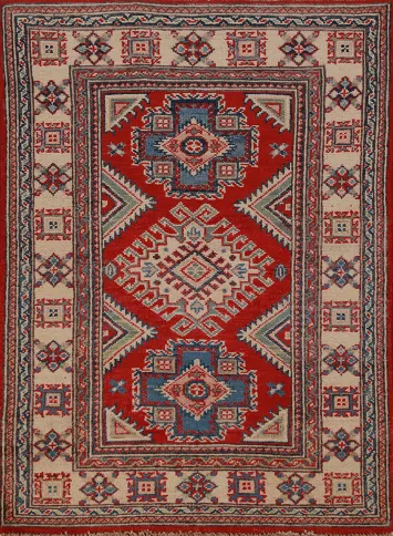 Geometric Kazak Handmade Wool Accent Rug 3x4