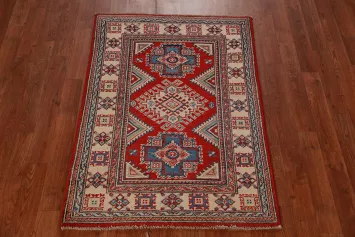 Geometric Kazak Handmade Wool Accent Rug 3x4