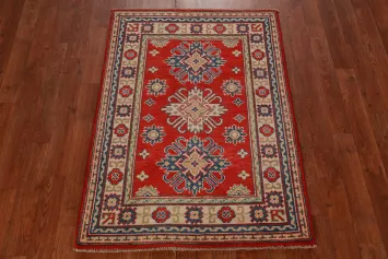 Geometric Kazak Handmade Wool Accent Rug 3x4