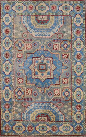 Blue Kazak Handmade Wool Accent Rug 3x4