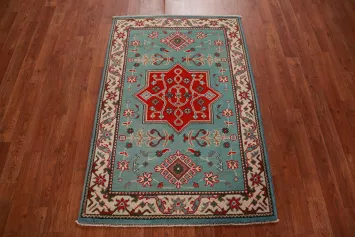 Geometric Kazak Handmade Wool Accent Rug 3x4