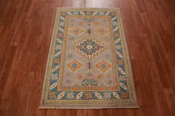 Geometric Kazak Handmade Wool Accent Rug 3x4
