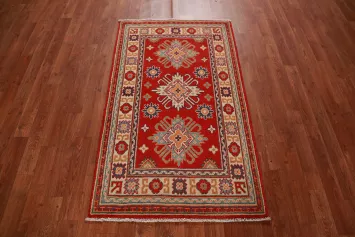 Red Kazak Handmade Wool Accent Rug 3x4