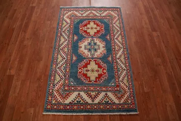 Blue Kazak Handmade Wool Accent Rug 3x4