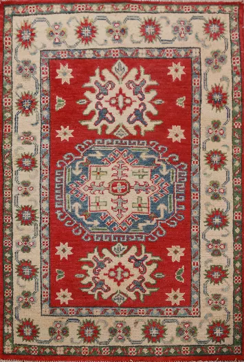 Red Kazak Handmade Wool Accent Rug 3x4