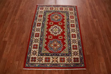 Geometric Kazak Handmade Wool Accent Rug 3x4