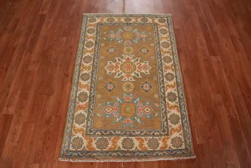 Brown Kazak Handmade Wool Accent Rug 3x4