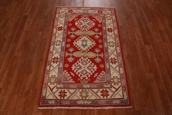 Red Kazak Handmade Wool Accent Rug 3x4