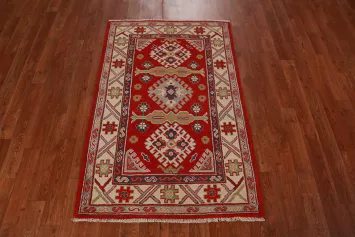 Red Kazak Handmade Wool Accent Rug 3x4