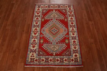 Red Kazak Handmade Wool Accent Rug 3x4