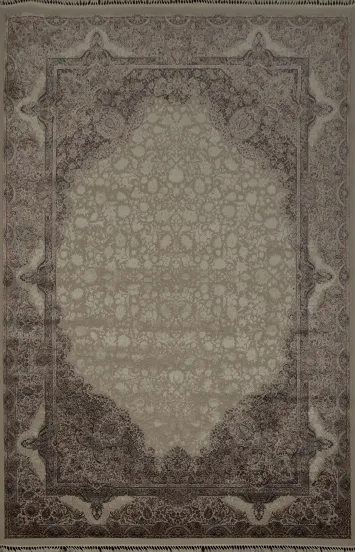Classic Beauty Neutral Toned Medallion Qum Area Rug 7x10