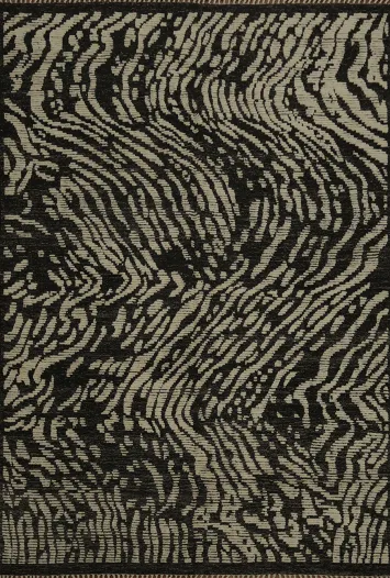 All-Over Black & White Moroccan Abstract Area Rug 8x10