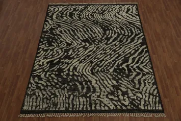 All-Over Black & White Moroccan Abstract Area Rug 8x10