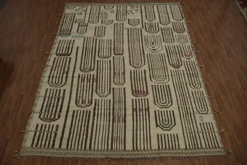 Moroccan Large Rug 11x16 with Simple U-Elements for Modern Homes
