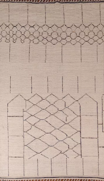 Ivory Trellis Wool Moroccan Oriental Area Rug 6x10