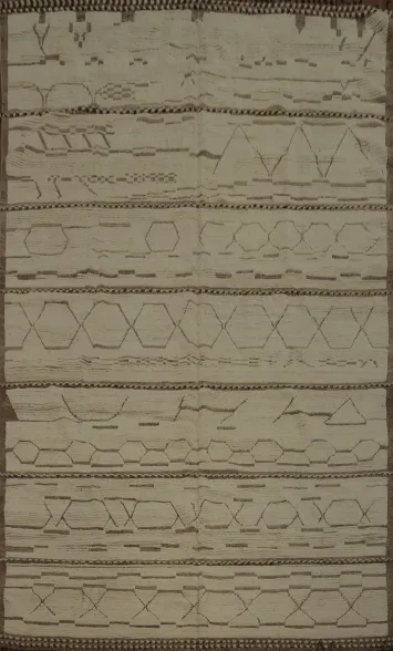 Handmade Wool Ivory Moroccan Large Rug 10x15