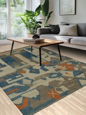 Gorgeous Handcrafted Moroccan Area Rug 7x10 with Abstract Design