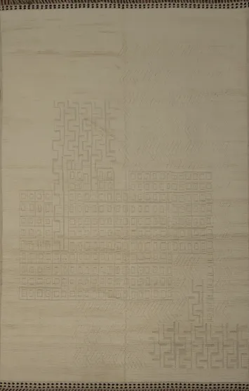 All-Over Ivory Wool Moroccan Oriental Large Rug 10x15