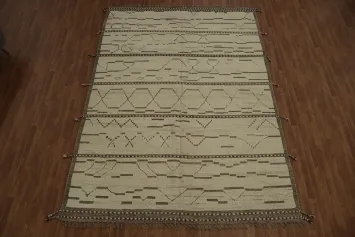 Handmade Ivory Moroccan Abstract Area Rug 9x13