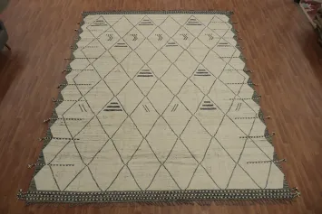Handmade Trellis Wool Moroccan Large Rug 11x16