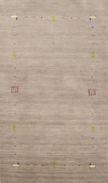 Hand-Knotted Wool Gabbeh Indian Accent Rug 3x5