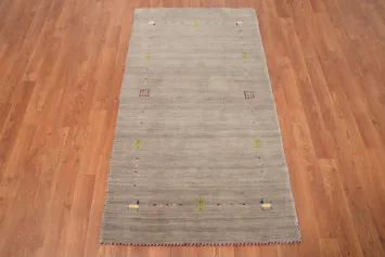 Hand-Knotted Wool Gabbeh Indian Accent Rug 3x5