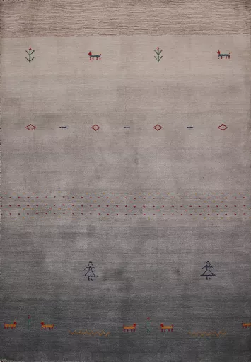 Tribal Wool Handmade Gabbeh Oriental Rug 4x6