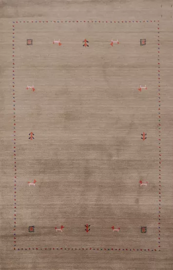 Tribal Wool Beige Gabbeh Oriental Foyer Rug 4x6