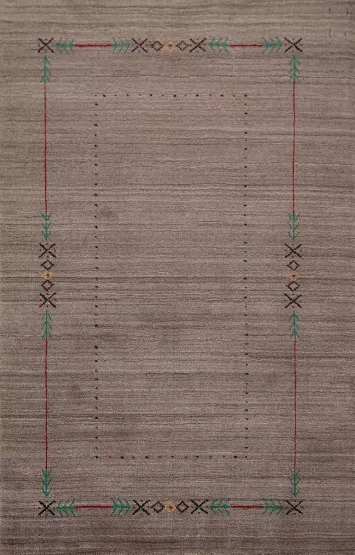 Brown Striped Handmade Gabbeh Oriental Rug 4x6