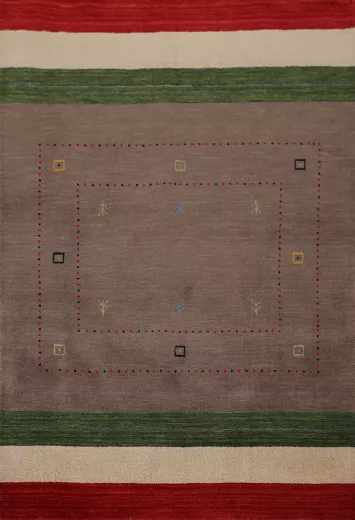 Brown Striped Wool Gabbeh Oriental Rug 4x6