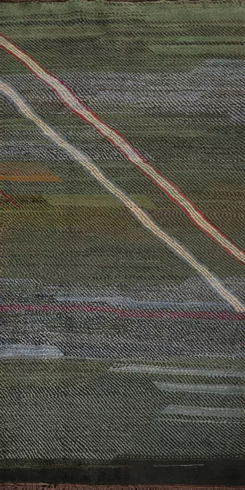 Handmade Green Gabbeh Persian Area Rug 5x10