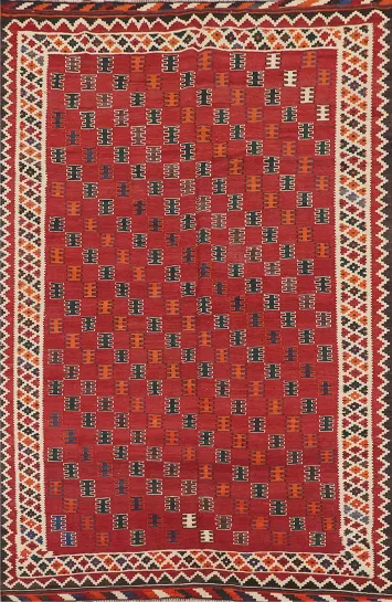 Vegetable Dye Wool Kilim Qashqai Persian Rug 5x8