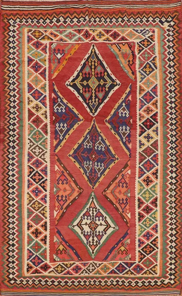 Hand Weave Vegetable Dye Kilim Qashqai Persian Rug 5x8