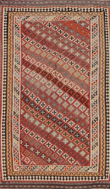 Vegetable Dye Wool Kilim Qashqai Persian Rug 4x8