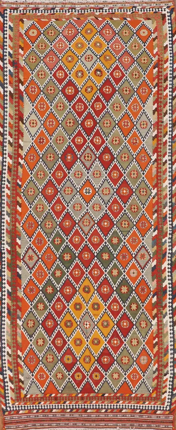 Vegetable Dye Kilim Persian Runner Rug 4x12