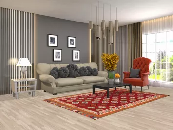 Vegetable Dye Red Kilim Qashqai Persian Area Rug 5x8