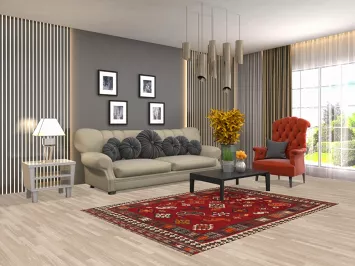 Vegetable Dye Red Kilim Qashqai Persian Rug 5x7