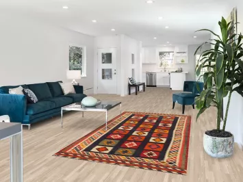 Vegetable Dye Blue Kilim Qashqai Persian Area Rug 5x9