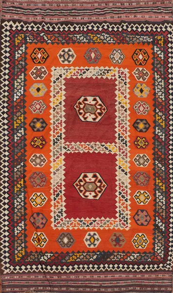 Vegetable Dye Kilim Qashqai Persian Area Rug 5x10