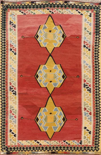 Vegetable Dye Kilim Qashqai Persian Area Rug 5x8