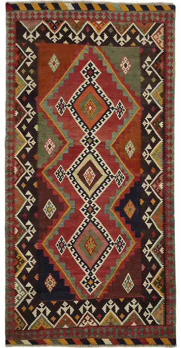Reversible Wool Kilim Qashqai Persian Area Rug 5x8